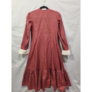 Hand Made Prairie Dress Womens Small Floral Calico Lace Trim Cottagecore Costume